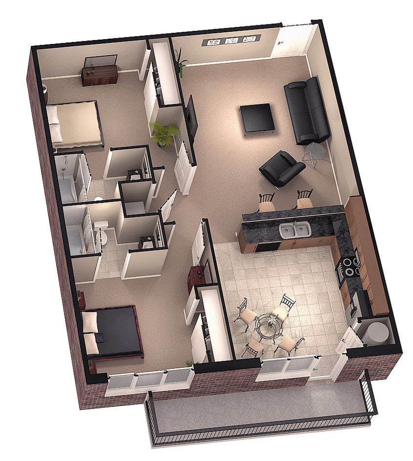 Tiny House Floor Plans Brookside 3d floor plan 1 by