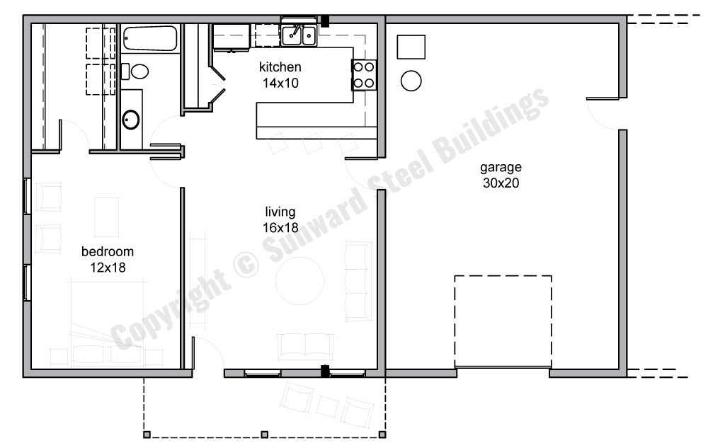 Barndominium Floor Plans 1, 2 or 3 Bedroom Barn Home Plans