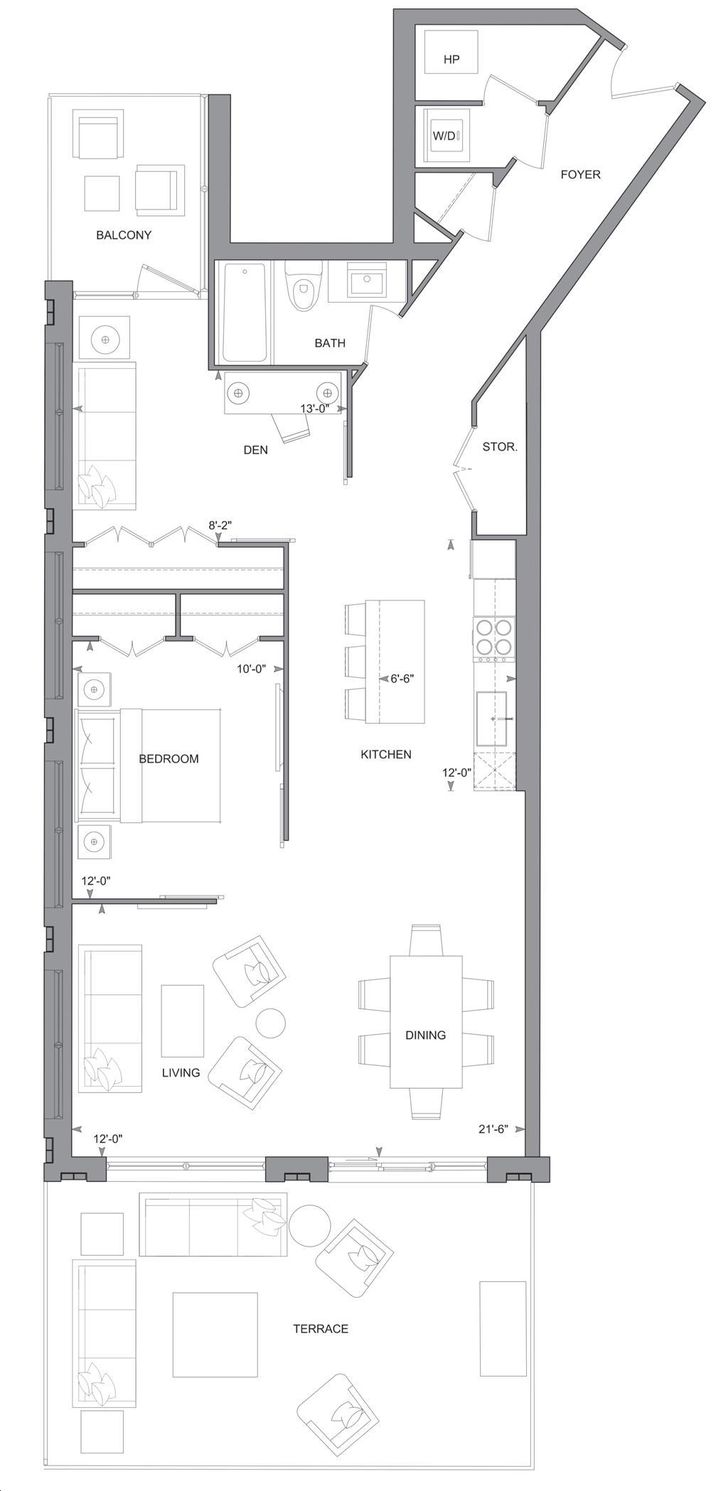 181 Davenport Condos by Mizrahi Suite I Floorplan 1 bed