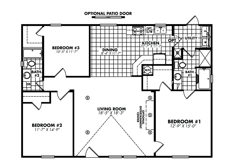 Double Wide Mobile Home Floor Plans 2 Bed With Porch