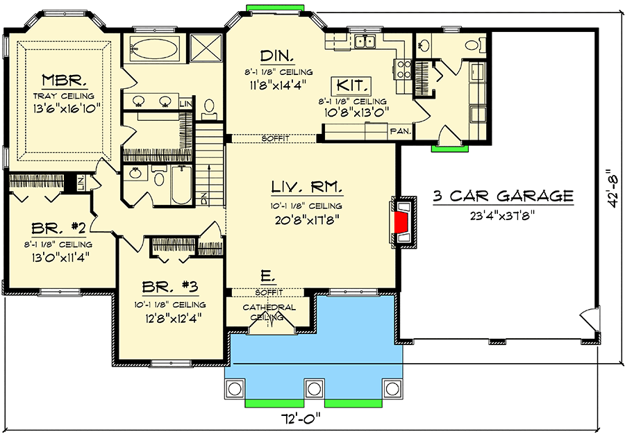 Plan 89518AH Country Ranch with Four Alternates Country