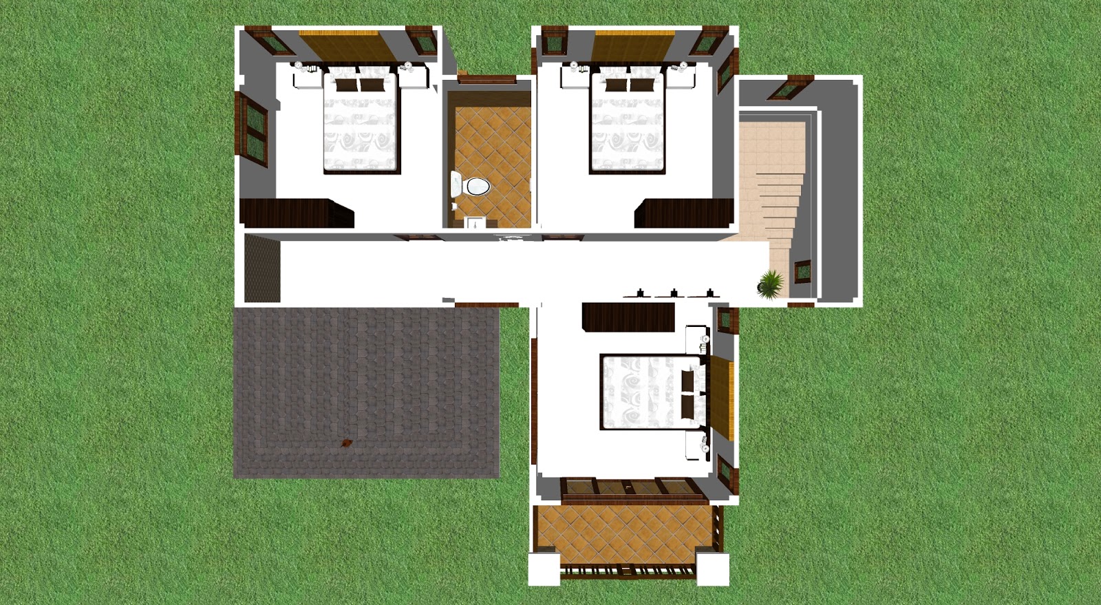 Four Bedrooms Two Bathrooms House Plan