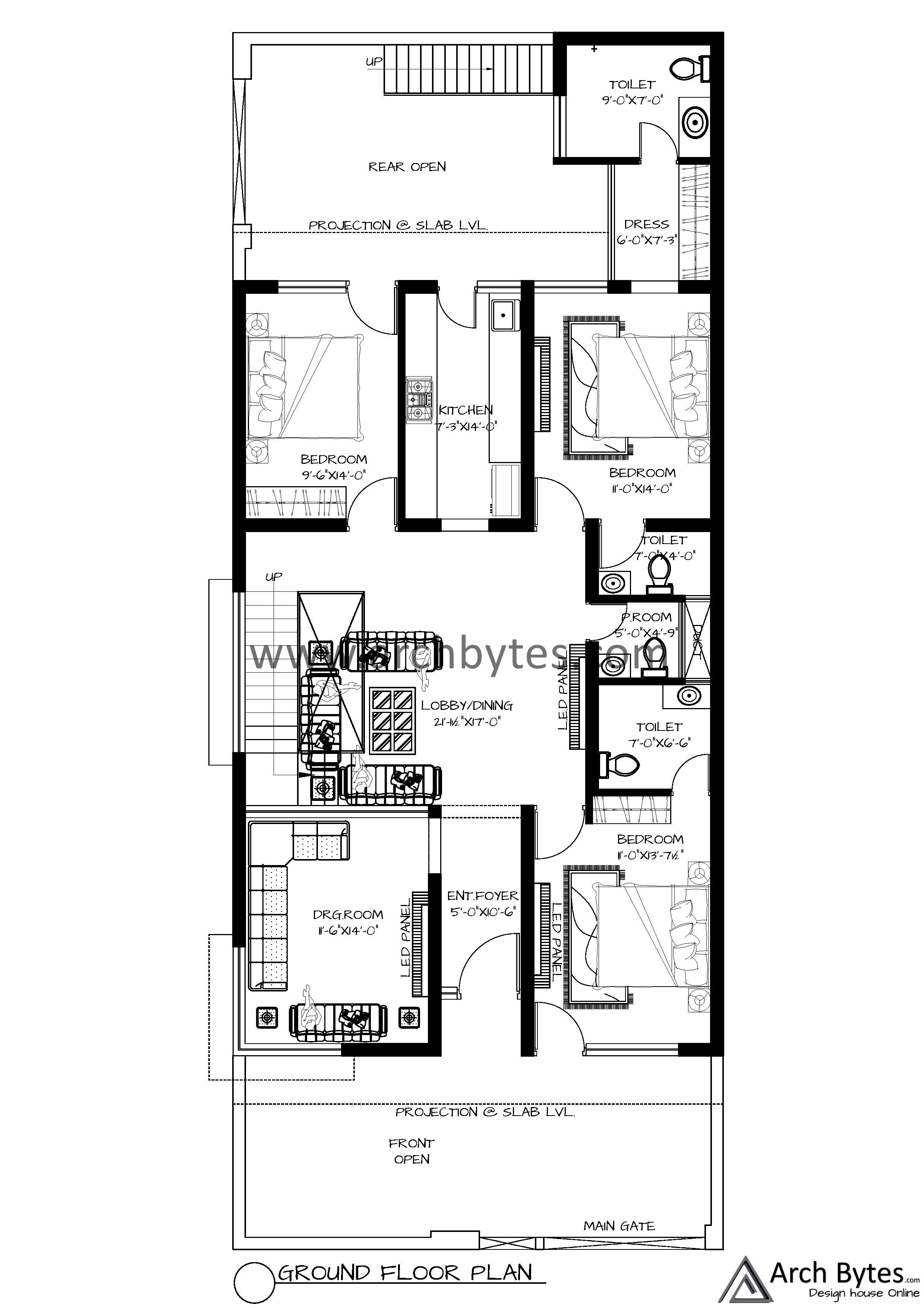 House Plan for 30x75 Feet Plot Size 250 Sq Yards (Gaj
