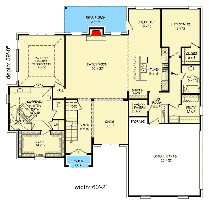 4Bedroom European House Plan with Bonus Room and First