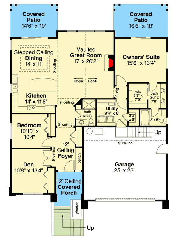 Ranch Home Plan with BelowGrade Garage 72925DA