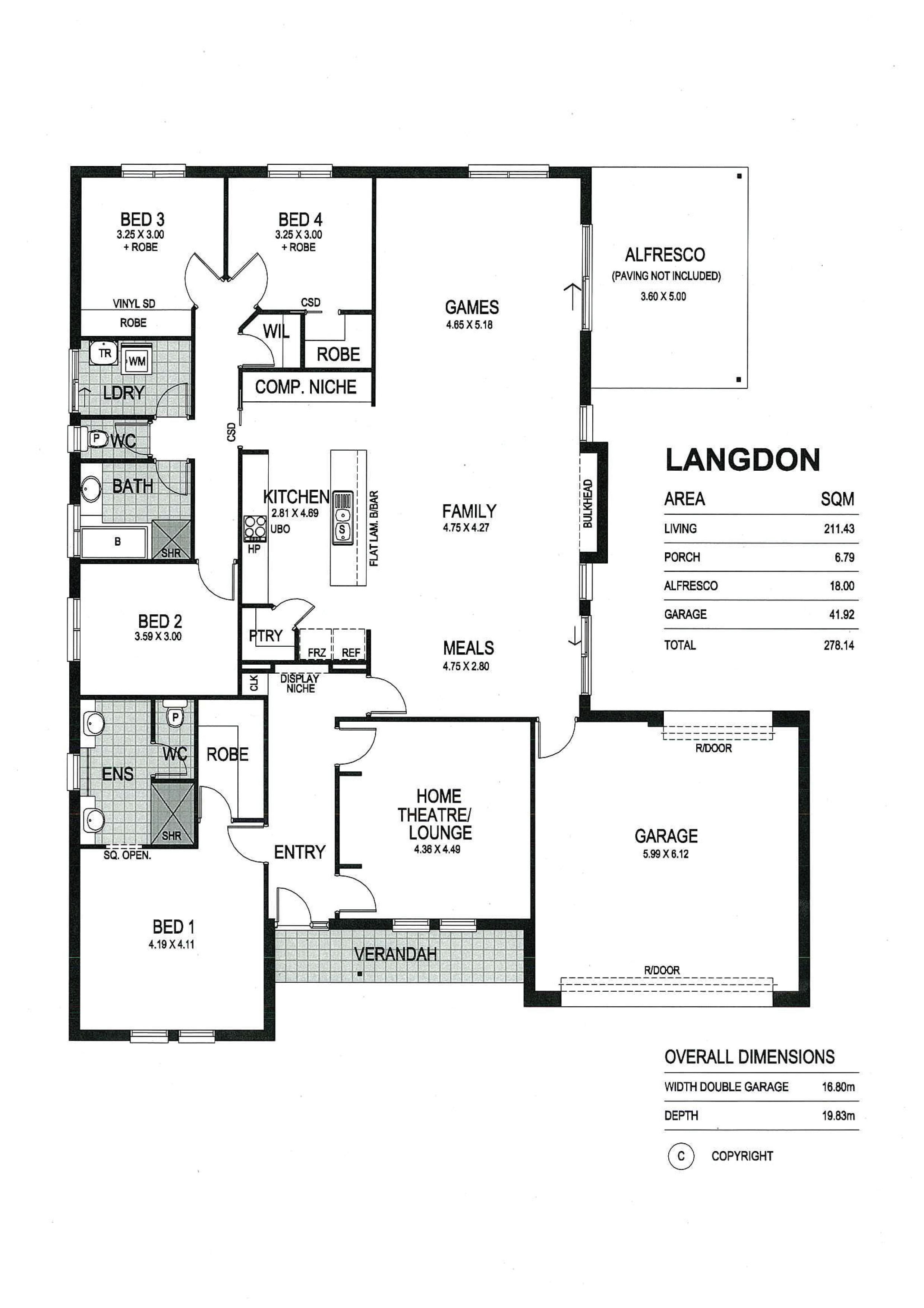 Floor plans of Langdon by Fairmont Homes Home theatre