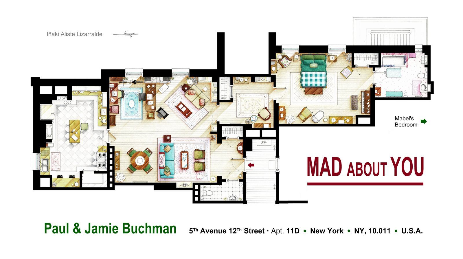 · Floorplan of Paul & Jamie Buchman's apartment from the