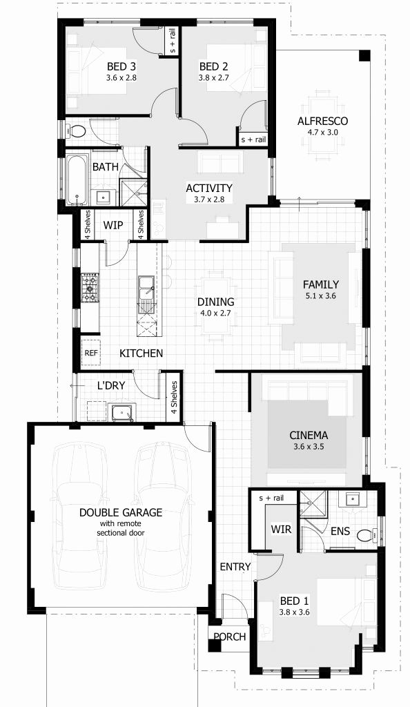 Unique One Story House Plans Three bedroom house plan
