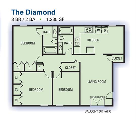 Floor Plans of Emerald Pointe Apartment Homes in Riverdale, GA
