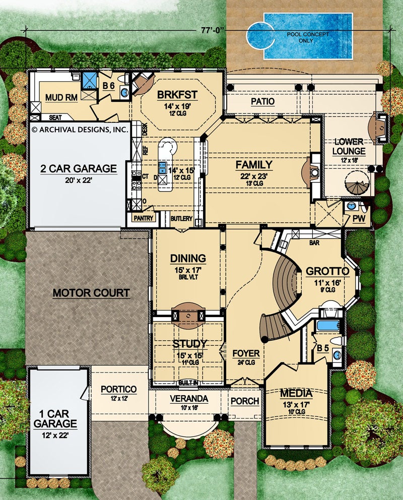 Villa Barbaro Courtyard House Plan Best Selling House