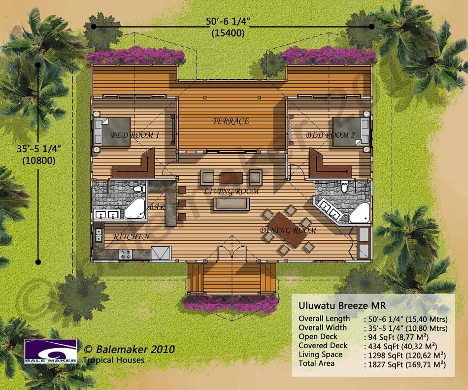 Uluwatu Breeze Tropical house design, Hawaiian homes