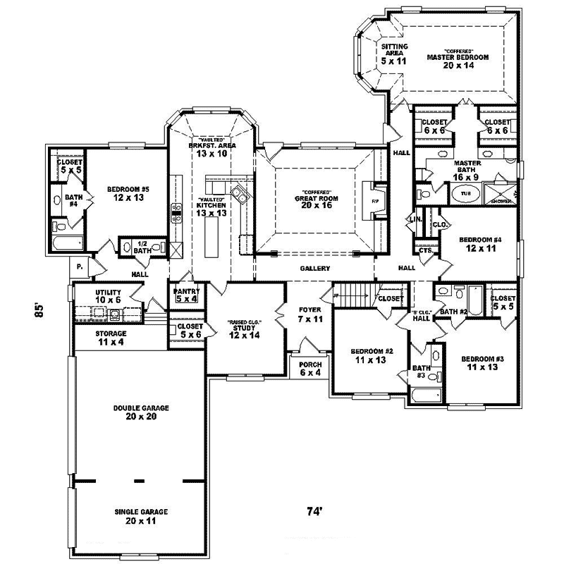 Earline Ranch Home 5 bedroom house plans, Barndominium