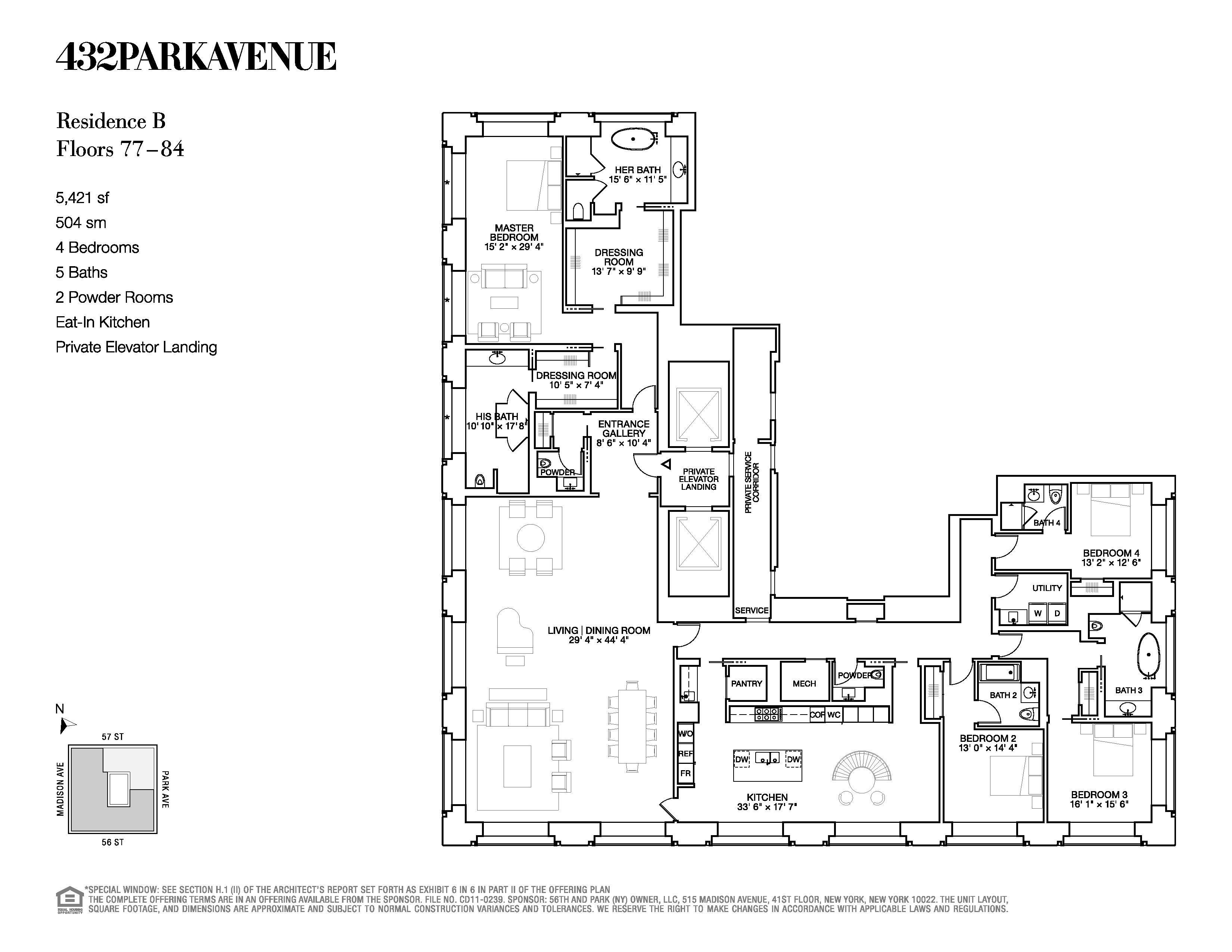 432 Park Avenue, 504 kvm House floor plans, Floor plans