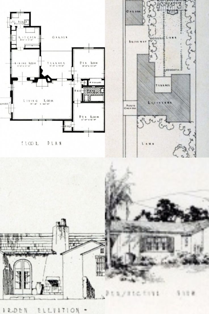 Small House Competition, Santa Barbara, 1923, floor plans