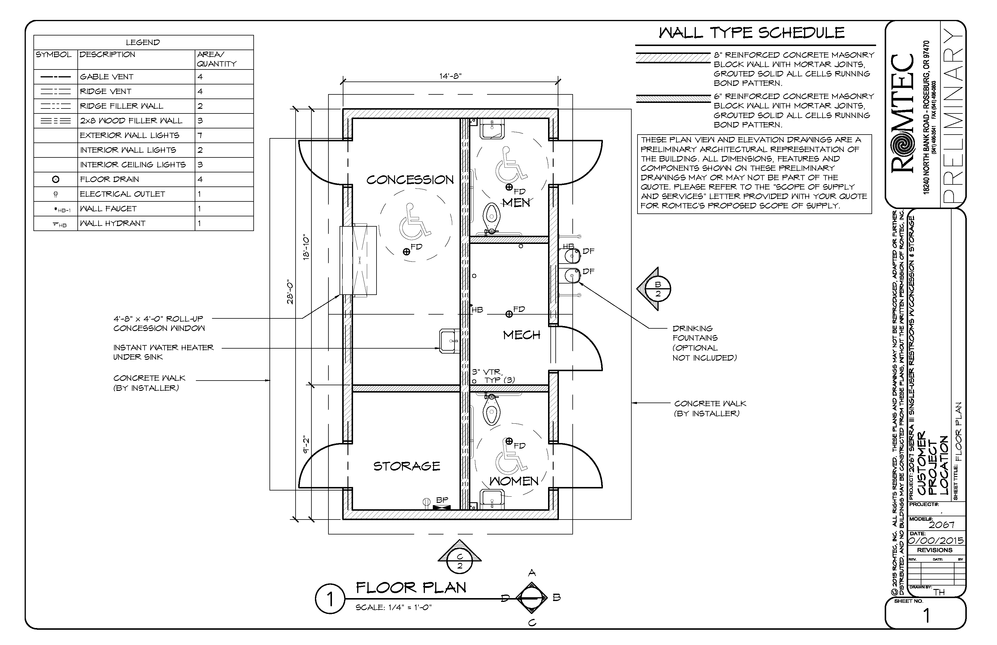 Floor Plan of Large Concession Stand with ADA Restrooms