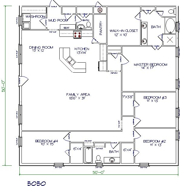 Barndominium Floor Plan 50x50 Barndominium Plans in 2018