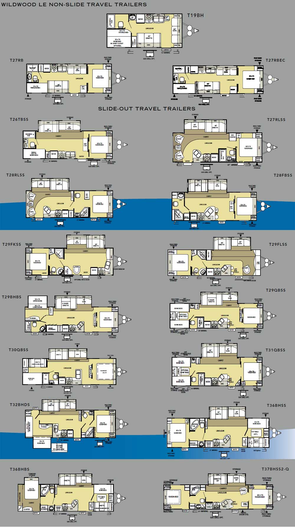 Forest River Wildwood travel trailer floorplans