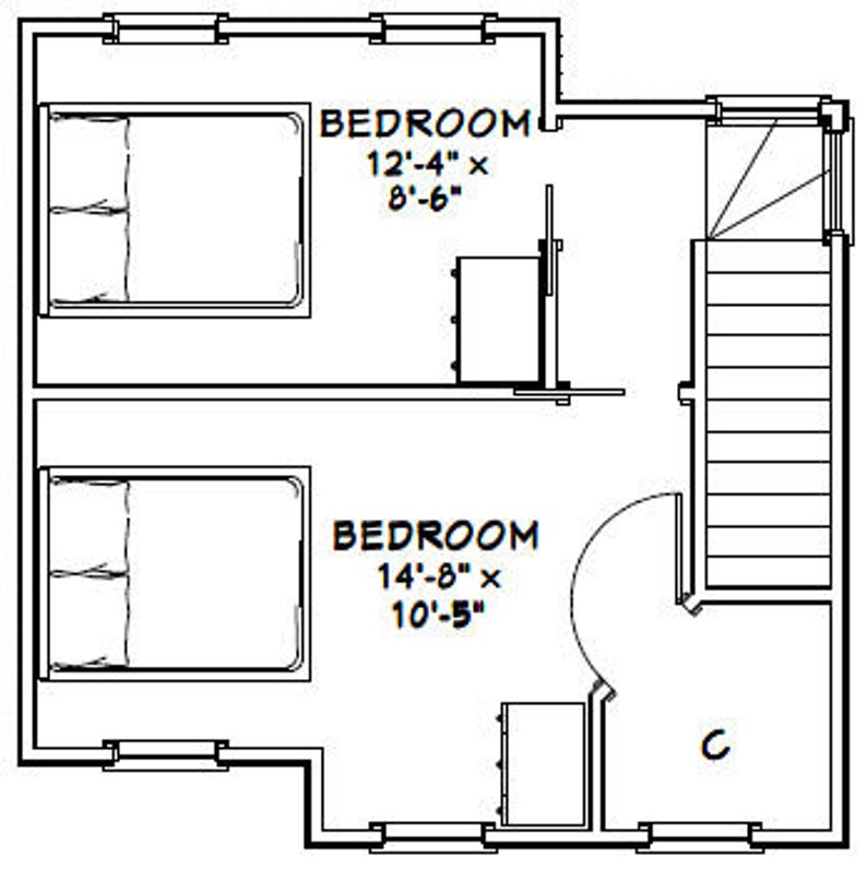 20x16 House 2Bedroom 1Bath 630 sq ft PDF Floor Plan Etsy