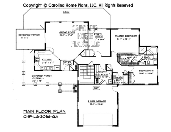 Large Hillside Ranch Home Plan CHPLG3096GA Sq Ft