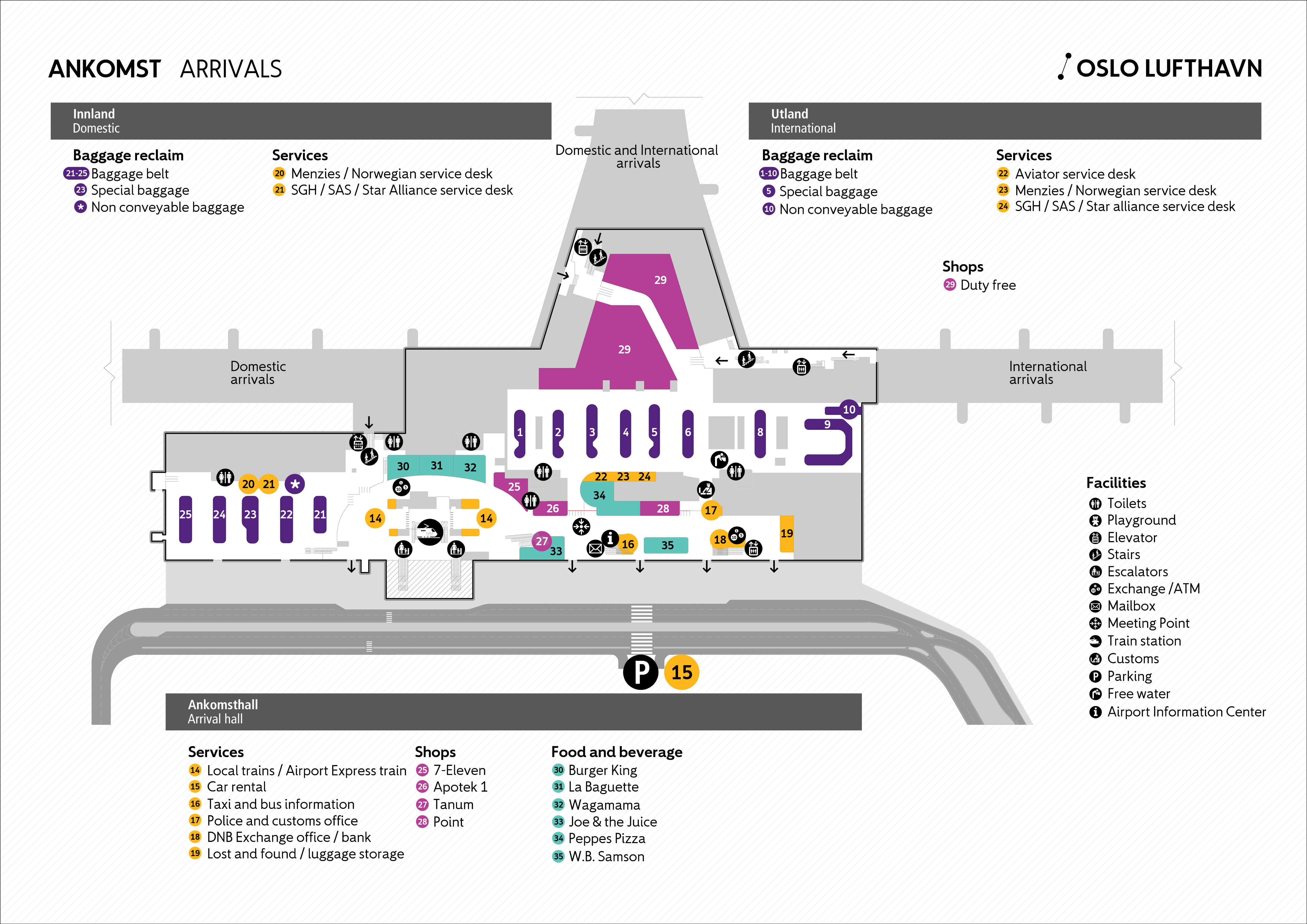 Oslo Airport Gardermoen Map (OSL) Printable Terminal
