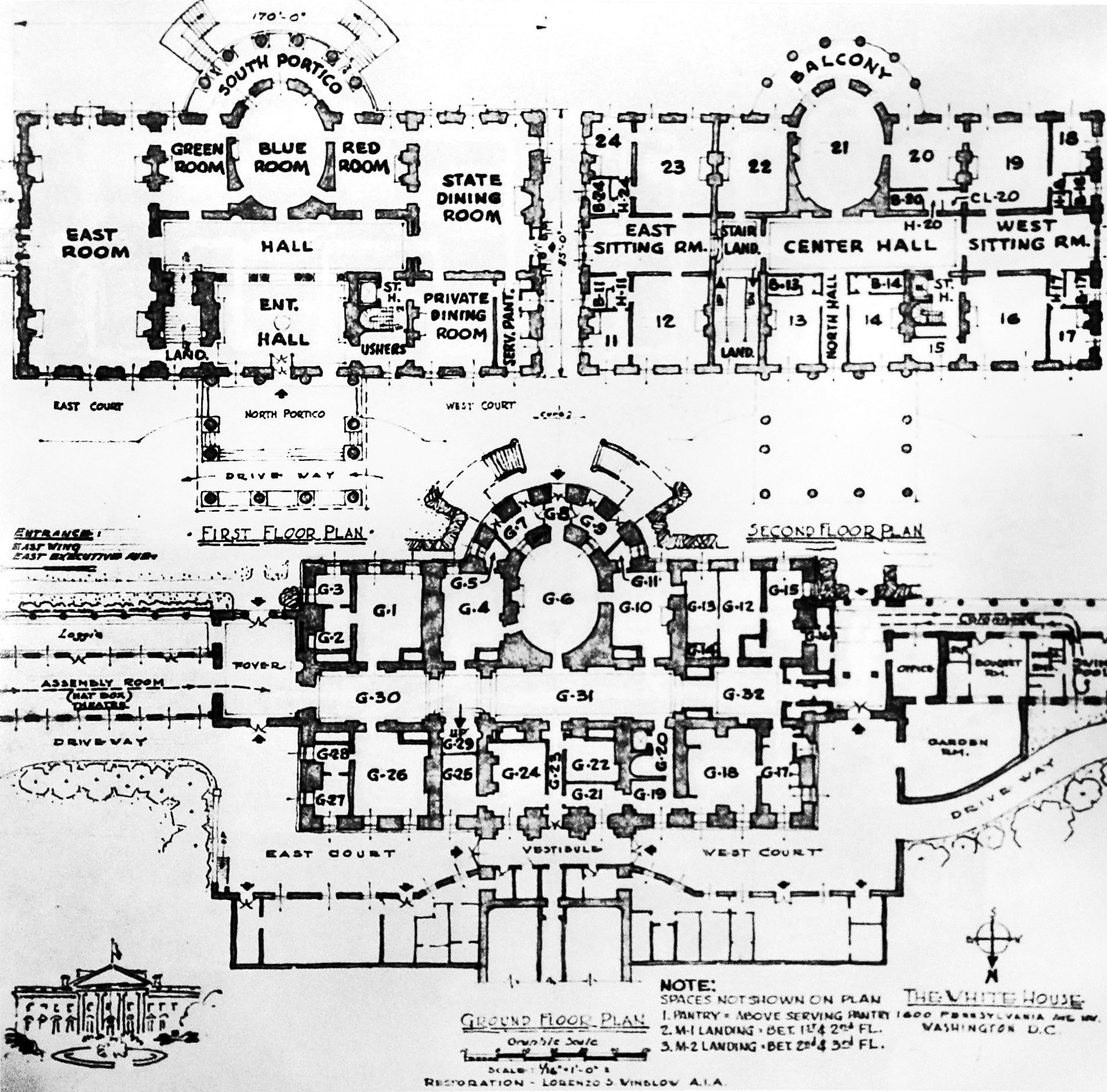 White House Second Floor Plan Floorplans Click   Whitehouse Floorplan C1952 